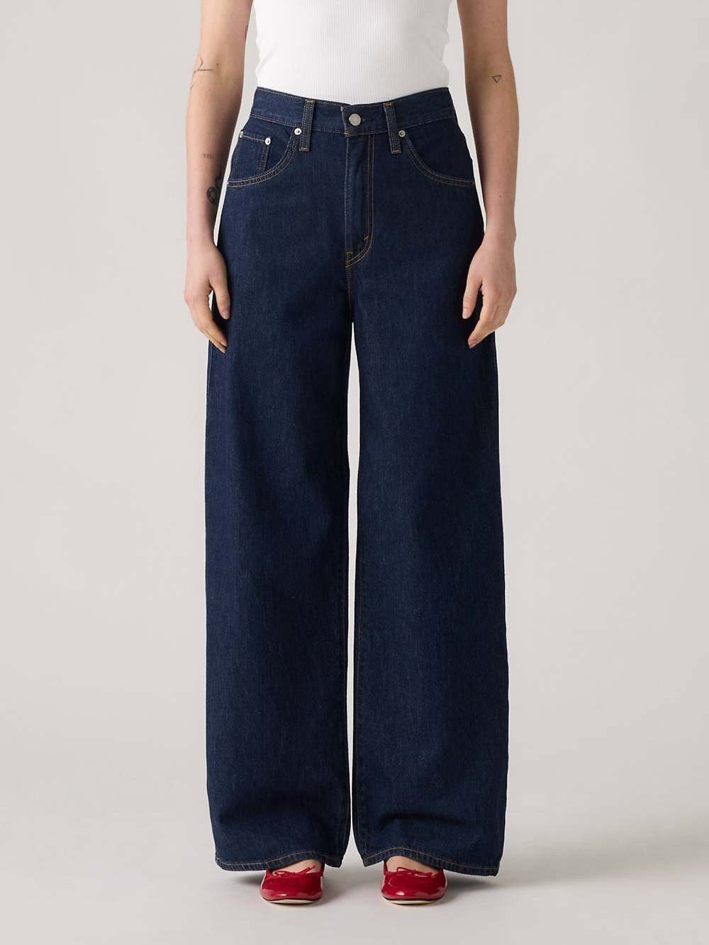 Levi's High Loose Dark Full Length Hemp Denim Jeans Size 27
